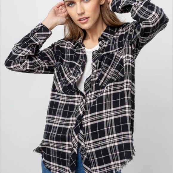 Rails Tops - Rails Leo Onyx Peach flannel shirt